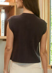 Gold Button Sleeveless Pocket Detail Knit Vest
