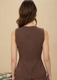 Split Front Button Down Vest Top