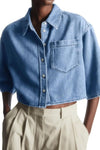 Denim Short Sleeves Cropped Top