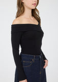 Off Shoulder Wrap Long Sleeve Top