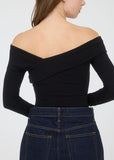 Off Shoulder Wrap Long Sleeve Top