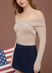 Off Shoulder Wrap Long Sleeve Top