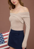 Off Shoulder Wrap Long Sleeve Top