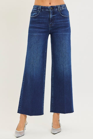 High Rise Ankle Wide Jeans