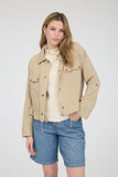 Collared 3/4 Tab Sleeve Drawstring Waist