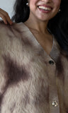 Beige and White Swirl Cardigan