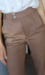 Mocha Linen Cropped Pants