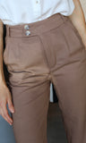 Mocha Linen Cropped Pants