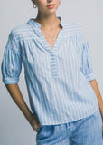Striped V-neck Linen Shirt