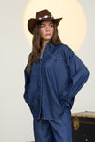 Button Down Stud Detail Denim Shirt