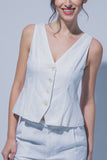 V- Neckline Linen Vest
