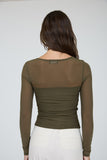 Ruched Waist Square Neck Knit Top