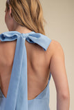 Halter Neck Open Back Bow Mini Dress