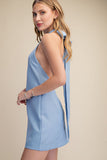 Halter Neck Open Back Bow Mini Dress