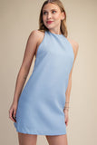 Halter Neck Open Back Bow Mini Dress