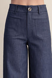 Stretchy Jeans High Rise Front Pocket Wide Leg