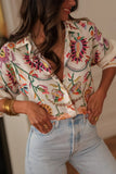 Printed Lapel Button Shirt