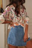 Printed Lapel Button Shirt