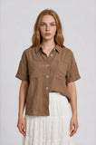 Textured Collared Button Down Top