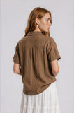Textured Collared Button Down Top