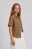 Textured Collared Button Down Top