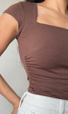 Short Sleeve Square Neckline Knit Top
