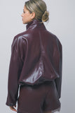 Faux-leather Belted Bomber Jacket