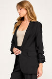 Shirred Sleeve Lined Blazer