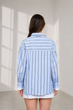 Stripe Contrast Cuff Button Down Shirt