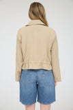 Collared 3/4 Tab Sleeve Drawstring Waist