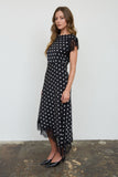 Polka Dot Lace Trim Midi Dress