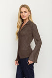 Notch Collared Plisse Top