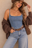 Stretchy Denim Corset Tank Top