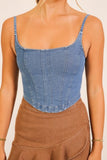 Stretchy Denim Corset Tank Top
