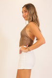 Suede Studded Corset Tube Top