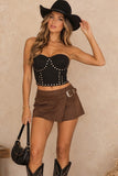 Suede Studded Corset Tube Top