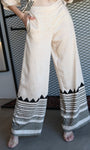 Border Printed Button Down Wide Leg Pants