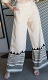 Border Printed Button Down Wide Leg Pants