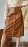 Faux Leather Button Skirt