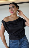 Draped One Shoulder Knit Tank