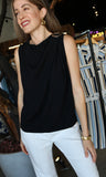 Sleeveless Cowl Neck Gold Ring Blouse