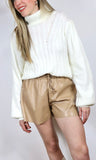 Faux Leather Casual Shorts