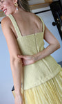 Tweed With Lace Pleat Midi Dress