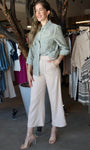 Green Striped Roll Up Button Down Shirt