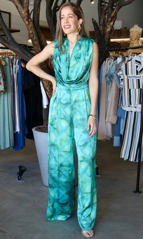 Satin Tiedye Cowl Jumpsuit