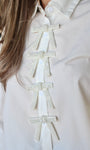 Rhinestone Bow Embellished Long Sleeve Shirt