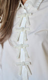 Rhinestone Bow Embellished Long Sleeve Shirt