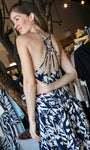 Navy and White Print Jumpsuit