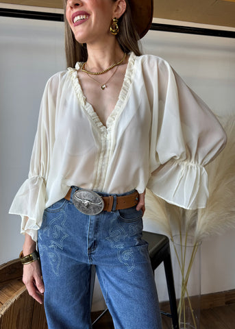 Ivory Ruffle Blouse
