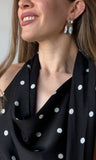 Polka Dot Openback Halter Scarf Top